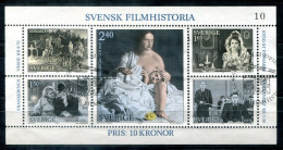 SCHWEDEN Block 9, Bl.9 FD Canc. - Filmhistorie, Film History, Histoire De Cinéma  - SWEDEN / SUÈDE - Blocs-feuillets