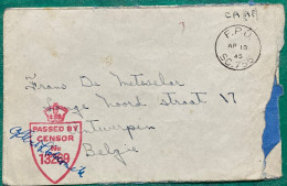 CANADA-GREAT BRITAIN- BELGIUM 1945, WORLD WAR 2, ARMY, MILITARY, CENSOR COVER TO BELGIUM, F.P.O SC 755, PASSED BY CENSOR - Cartas & Documentos