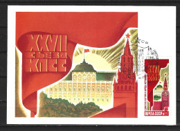 URSS. N°5367 De 1986 Sur Carte Maximum. Tour Spassky/Palais Du Kremlin. - Maximum Cards