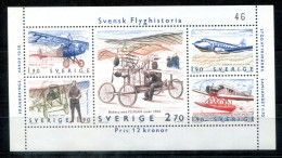 SCHWEDEN Block 12, Bl.12 Mnh - Flughistorie, Flight History, Historique Des Vols  - SWEDEN / SUÈDE - Blocs-feuillets