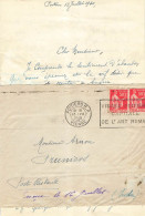 PAIX 50C X 2 SUR LAC POITIERS 13/7/1940 POSTE RESTANTE ? VILLE? INDRE - Covers & Documents