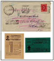 AUSTRALIA - 1950 Local Cover With 'UNCLAIMED AT/NORTH MELBOURNE' Tattersalls Lottery Ticket (**) VERY RARE - Lettres & Documents