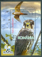 2007 Birds Of Prey,Eurasian Hobby (Falco Subbuteo),Raubvögel/Baumfalke,Romania,Bl.395,VFU - Gebraucht