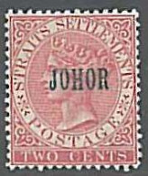 26837 - MALAYSIA Johore - STAMP - SG # 12 -  VLH Lightly Hinged WELL CENTERED - Johore