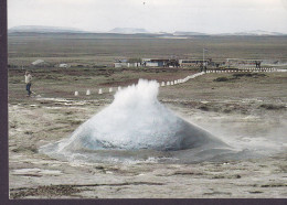 Iceland PPC Goshverinn Strokkur Geyser AKUREYRI 1985 VIBY F. Denmark Berry Stamp (2 Scans) - Islande