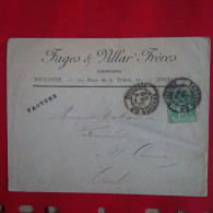 LETTRE TOULOUSE PUB CHEMISIERS FAGES ET VILLAR POUR ST CHINIAN - Cartas & Documentos