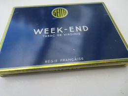 Boite Publicitaire Métallique/Cigarettes/WEEK-END/SEITA/ Tabac De Virginie/ Régie Française/Vers 1950-1970      BFPP258 - Cajas