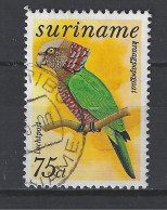 Suriname Used ; Papegaai Perroquet Perruche Parrakeet Parrot Papagayo Cotorra Kraag Papegaai Vogel Bird Ave Oiseau - Perroquets & Tropicaux