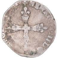 Monnaie, France, Henri III, 1/4 Ecu, 1589, Paris, TB, Argent, Gadoury:494 - 1574-1589 Henri III