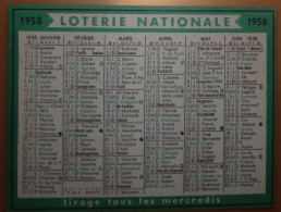 Petit Calendrier De Poche 1958 Loterie Nationale - Petit Format : 1941-60