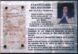 °°° 17020 -  SPAIN - V CENTENARIO DEL BAUTISMO DE SANTA TERESA DE AVILA - 2015 With Stamps °°° - Ávila