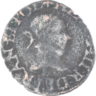 Monnaie, France, Denier Tournois, N.d. (1578-1580), Troyes, Rare, TB, Cuivre - 1574-1589 Henri III