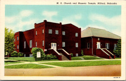 Nebraska Milford Masonic Temple And Methodist Episcopal Church Curteich - Otros & Sin Clasificación