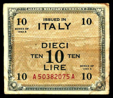 A8 ITALIE   BILLETS DU MONDE   BANKNOTES  10 LIRE 1943 - Andere & Zonder Classificatie