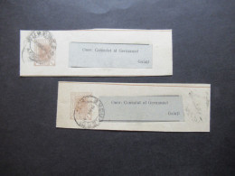 Rumänien 1899 Ganzsachen / 2x Streifband Mit Adressaufkleber Onor. Consulat Al Germaniei Galati - Interi Postali