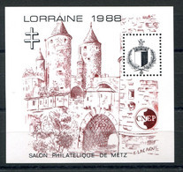 RC 24288 FRANCE COTE 24€ CNEP N° 9 - 1988 SALON PHILATELIQUE DE METZ LORRAINE BLOC NEUF ** MNH TB - CNEP