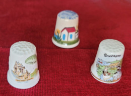 LOT De 3 DES à COUDRE En PORCELAINE  Thème FRANCE - Dedales