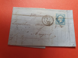 Lettre Avec Texte De Saumur Pour Angers En 1862, Ambulant Au Verso - Réf 638 - 1849-1876: Classic Period