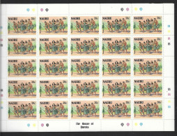 Nauru 1987 Local Dancers 30c Value MNH Full Margin Sheet Of 25 With Imprint And Plate Numbers - Nauru