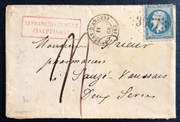 France N°22 Sur Enveloppe TAD Jean-d'Angély (16) 11.5.1866 + GC 3667 + AFFRANCHISSEMENT INSUFFISANT - (B1061) - 1849-1876: Periodo Clásico