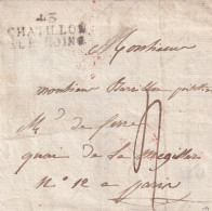 France Marcophilie - Département Du Loiret - 43/CHATILLON/SUR LOING - 1824 - 36x15 Mm - Avec Texte - 1801-1848: Vorläufer XIX
