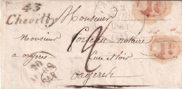 France Marcophilie - Département Du Loiret - Cursive 43/Chevilly 1844 - Avec Texte - 1801-1848: Vorläufer XIX