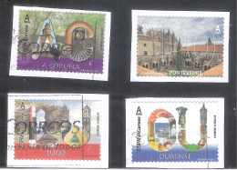 España 2023 - 4 Sellos Usados Y Circulados-Lote De Las 4 Provincias De Galicia-A Coruña Lugo Orense Pontevedra-Espagne - Used Stamps