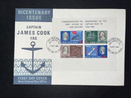 COVER BICENTENARY ISSUE CAPTAIN JAMES COOK FRS / WELLINGTON 1969 - Lettres & Documents