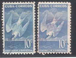 Cuba 1953 - 2 Sellos Usados Y Circulados - Entrega Especial -Aves Gaviota - Usati