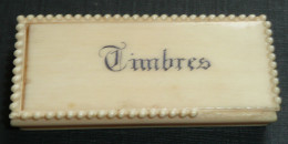 Rare Ancienne Boite à Timbre à Couvercle Coulissant, Sculptée Boules, Dieppe - Stamp Boxes