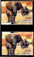 INDIA-2011-2500p-ELEPHANT- AFRICA INDIA SUMMIT- FRAME SHIFTED - DRAMATIC PERFORATION SHIFT-MNH IE-19 - Varietà & Curiosità