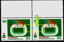 INDIA-1982- VELODROME- CYCLING- IX ASIAN GAMES-MARGINAL PAIR= GREEN COLOR DOCTOR'S BLADE-MNH- IE-36 - Abarten Und Kuriositäten