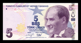 Turquía Turkey 5 Liras L.1970 / 2009 (2022) Pick 222f Serie F Sc Unc - Turquie