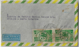 Brazil 1955 Cover Sent To Brusque 2 Commemorative Stamp Centenary Of Botucatu City Coat Of Arms - Lettres & Documents