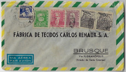 Brazil 1954 Carlos Renaux Fabric Factory Cover Porto Alegre Brusque Definitive Stamp Campaign Against Hansen's Disease - Lettres & Documents