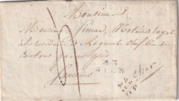 France Marcophilie - Département Du Loiret - 43/GIEN - 1821 - 20x8,5 Mm - Avec Texte - 1801-1848: Precursors XIX