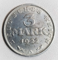 Allemagne. 3 Mark 1922 A - 3 Mark & 3 Reichsmark