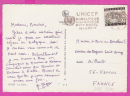 292330 / Belgium Mons - Night La Gare Train Station PC Used (O) 1966 2Fr. Bouillon Castle Flamme UNICEF Prix Nobel - Mons