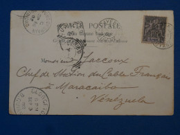 BT11 GUYANNE BELLE CARTE LETTRE  RARE  1902 CAYENNE A  MARACAIBO VENEZUELA +N°34  + AFFRANCH.  INTERESSANT++ - Cartas & Documentos