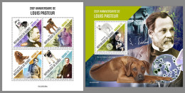 GUINEA REP. 2022 MNH Louis Pasteur Dogs Hunde Chiens M/S+S/S - OFFICIAL ISSUE - DHQ2322 - Louis Pasteur