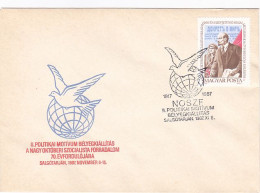 SALGOTARJAN POLITICAL MOTIFS, SOVIET REVOLUTION PHILATELIC EXHIBITION, SPECIAL COVER, 1987, HUNGARY - Covers & Documents