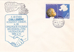 BUDAPEST YOUTH PHILATELIC EXHIBITION, TRAIN POSTMARK, SPECIAL COVER, 1988, HUNGARY - Brieven En Documenten