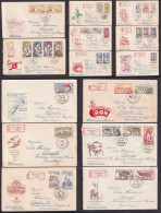 Czechoslovakia 1959 - Lot Of 14 First Day Covers Mostly Sent By Registered Mail To Sisak, Various Topic, Nice / 12 Scans - FDC