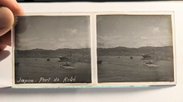 Photographie Stéréoscopique Plaque De Verre Japon Port De Kobé Début XXème - Glasplaten