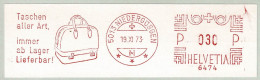 Schweiz / Helvetia 1973, Freistempel / EMA / Meterstamp Niedergösgen, Taschen - Textile