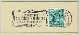 Schweiz / Helvetia 1943, Flaggenstempel Modewoche Zürich - Textile