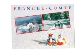 Cpm - L'hiver En  Franche-Comté - Neige Skieur - Jouet Lapin Ours - Franche-Comté