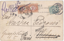 Taxe 10 Centesimis X 2 Sur Carte Postale Pour Milan .Annotation Et Griffe " Refusé " - Postage Due