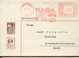 76600 Germany Reich, Red Meter Freistempel 1941 Bremen  Kaba Plantagentrank  Piantagione - Machine Stamps (ATM)
