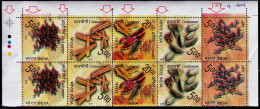 INDIAN SPICES-BLACK PEPPER-CINNAMON-CARDAMOM-CLOVE-TURMERIC-BLOCK OF 10-ERROR-COLOR SHIFT-INDIA-2009-MNH-IE-32 - Variétés Et Curiosités